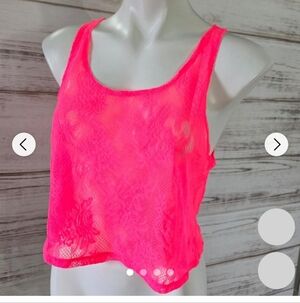 PINK Victoria's Secret Neon Lace Cropped Tank